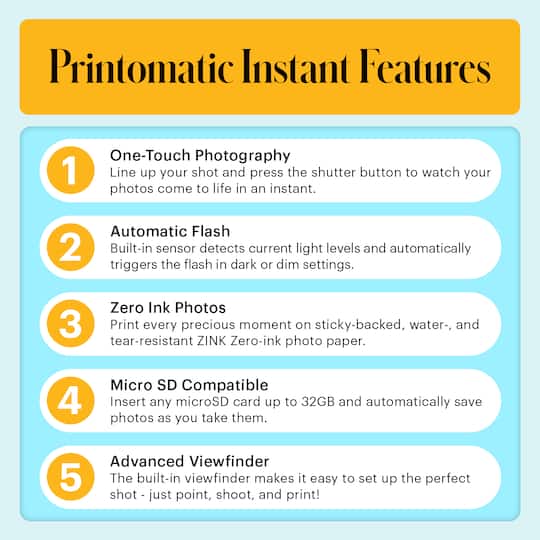 KODAK Printomatic Blue 5MP Instant Print Camera